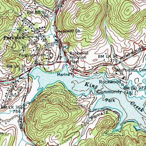 Topographic Map of Rockwood Dock, TN