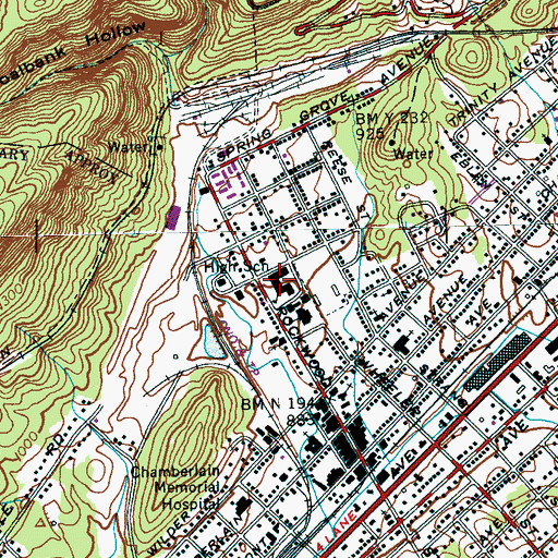 Topographic Map of Rockwood High School, TN