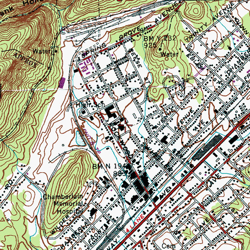 Topographic Map of Rockwood Junior High School, TN