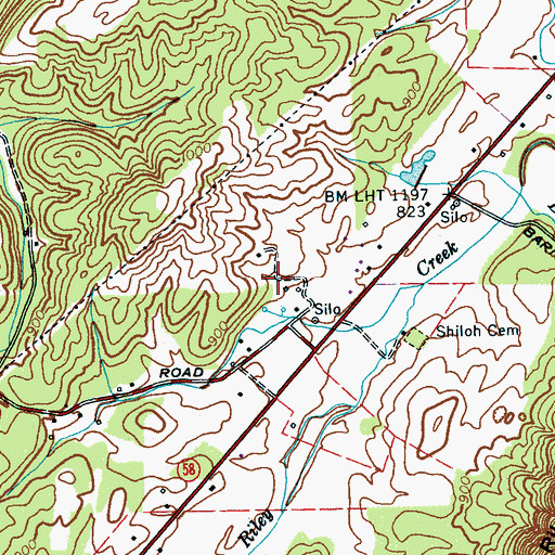Topographic Map of Shiloh Church (historical), TN