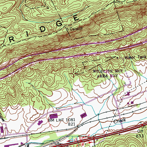 Topographic Map of Warner Mine, TN