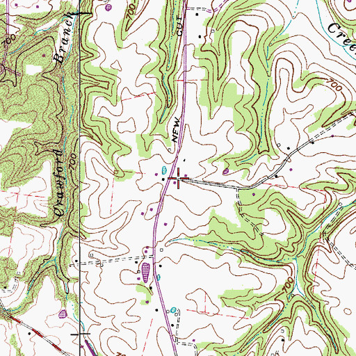 Topographic Map of Crossroads School (historical), TN