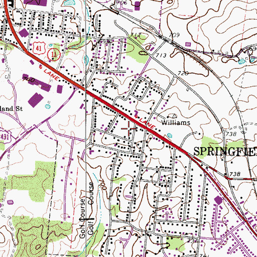 Topographic Map of First Assembly of God Church, TN
