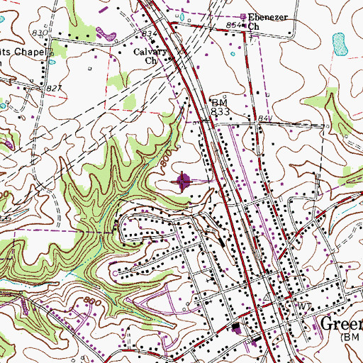 Topographic Map of Greenbrier Middle School, TN
