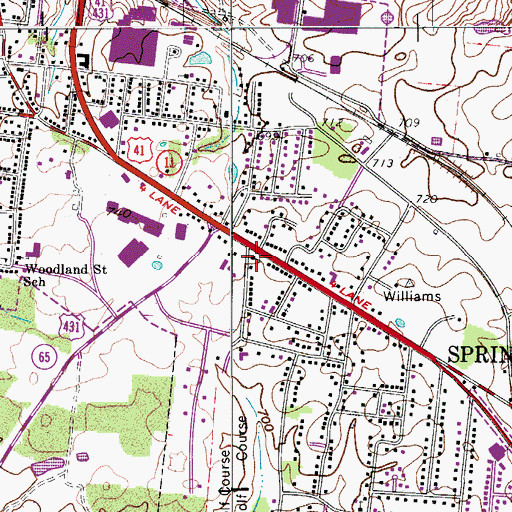 Topographic Map of Our Lady of Lourdes Catholic Church, TN