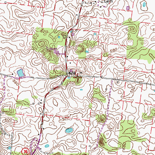 Topographic Map of Red Corner School (historical), TN