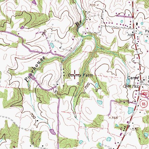 Topographic Map of Robertson County Farm (historical), TN