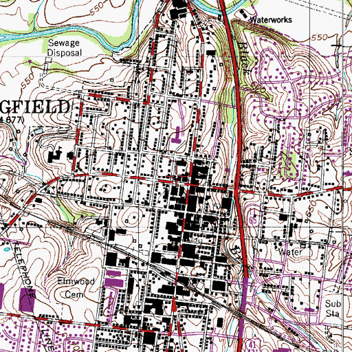 Topographic Map of Springfield City Hall, TN
