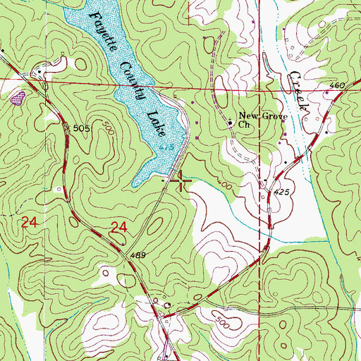 Topographic Map of Fayette County Public Lake Dam, AL