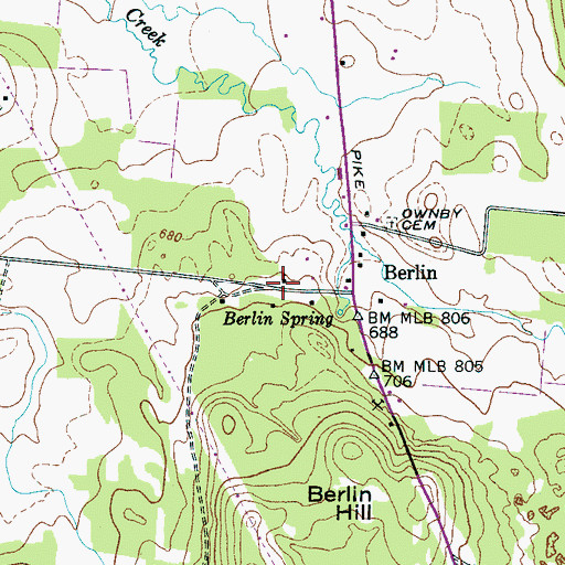 Topographic Map of Berlin United Methodist Church, TN
