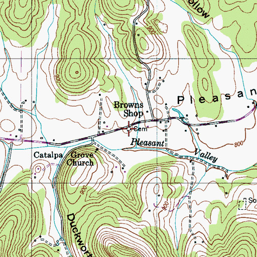 Topographic Map of Brown Cemetery, TN