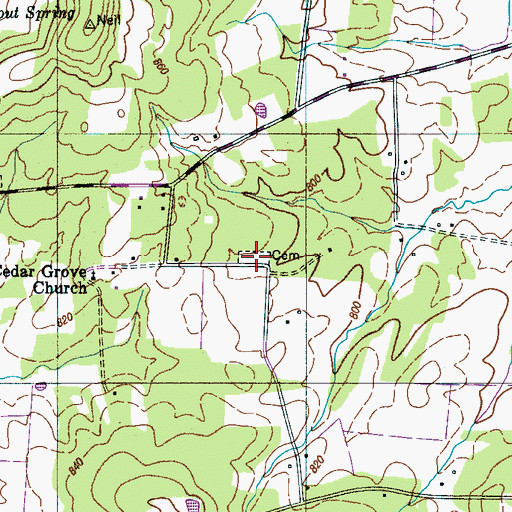 Topographic Map of Cedar Grove Cemetery, TN
