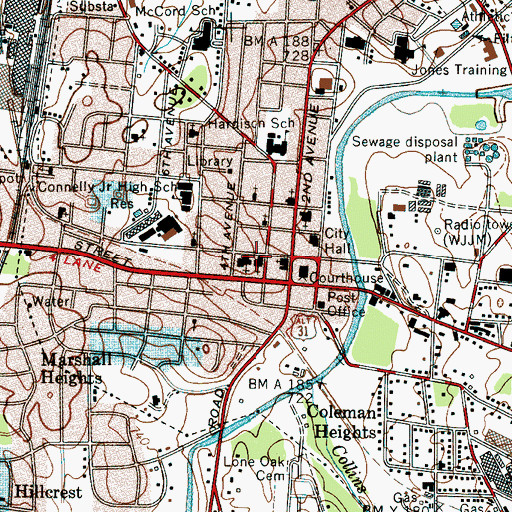 Topographic Map of Church Street Church of Christ, TN