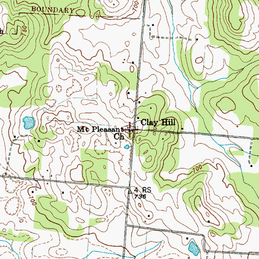 Topographic Map of Clay Hill Cemetery, TN