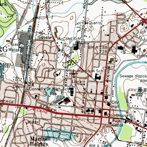 Topographic Map of First Baptist Church of Fifth Avenue, TN