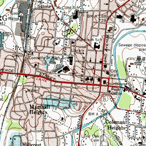 Topographic Map of First Church of the Nazarene, TN
