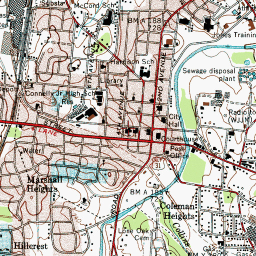 Topographic Map of First United Methodist Church, TN