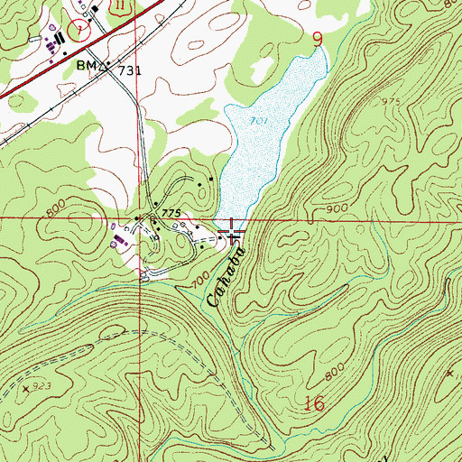 Topographic Map of Little Cahaba Creek Lake Dam, AL