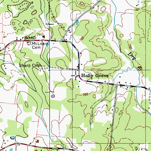 Topographic Map of Holly Grove School (historical), TN