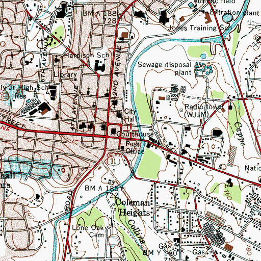 Topographic Map of Leonard Hospital, TN