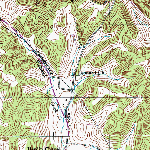 Topographic Map of Leonard School (historical), TN