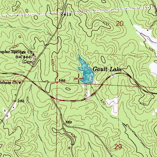 Topographic Map of Gault Lake Dam, AL