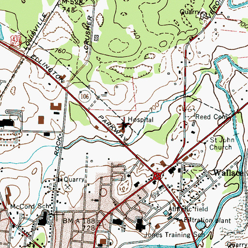 Topographic Map of Marshall Medical Center, TN