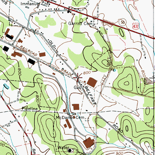Topographic Map of Lewisburg Industrial Park, TN