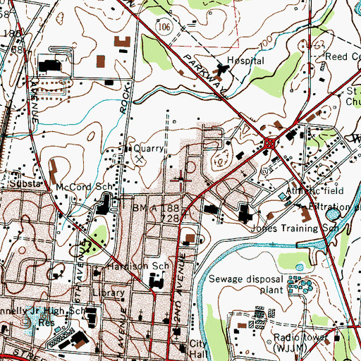 Topographic Map of Second Avenue Church of Christ, TN