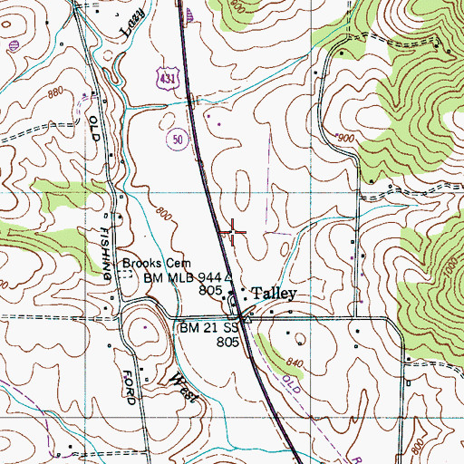 Topographic Map of Talley School (historical), TN