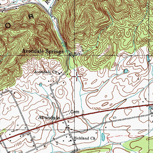 Topographic Map of Avondale School (historical), TN