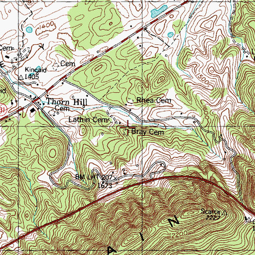 Topographic Map of Bray Cemetery, TN