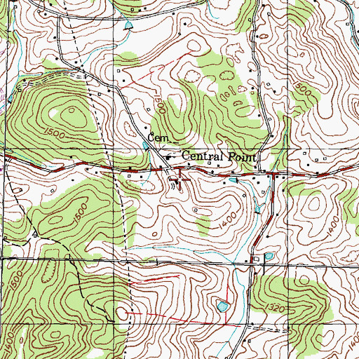 Topographic Map of Central Point School (historical), TN