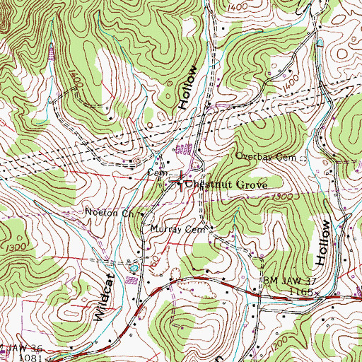Topographic Map of Chestnut Grove School, TN