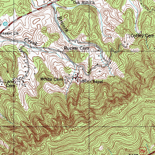 Topographic Map of Coffey Chapel, TN