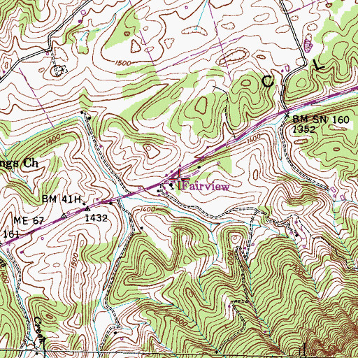 Topographic Map of Fairview School (historical), TN