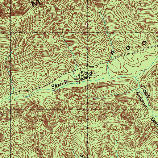 Topographic Map of Floyd Cemetery, TN