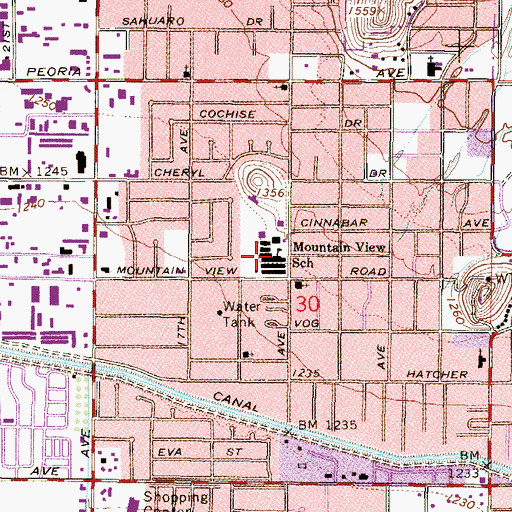 Topographic Map of Valley of the Sun School, AZ