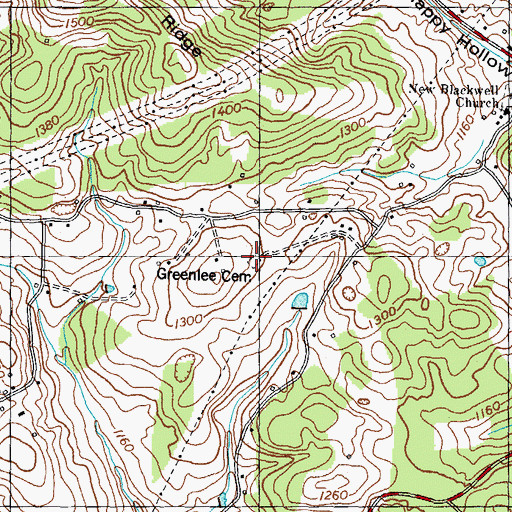 Topographic Map of Greenlee Cemetery, TN