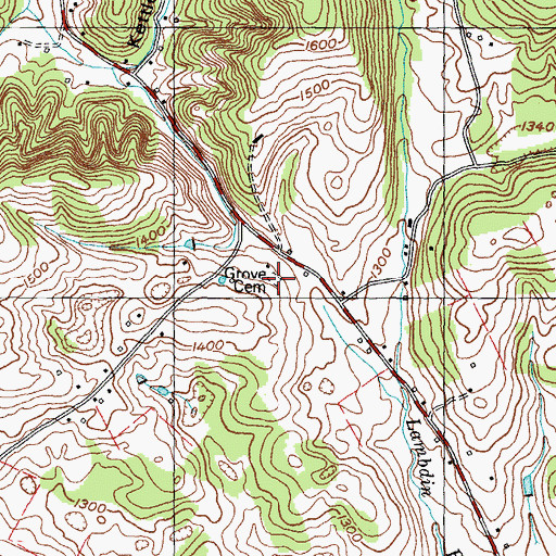 Topographic Map of Grove Cemetery, TN