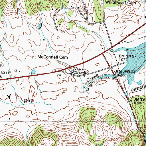 Topographic Map of Grace Church, TN