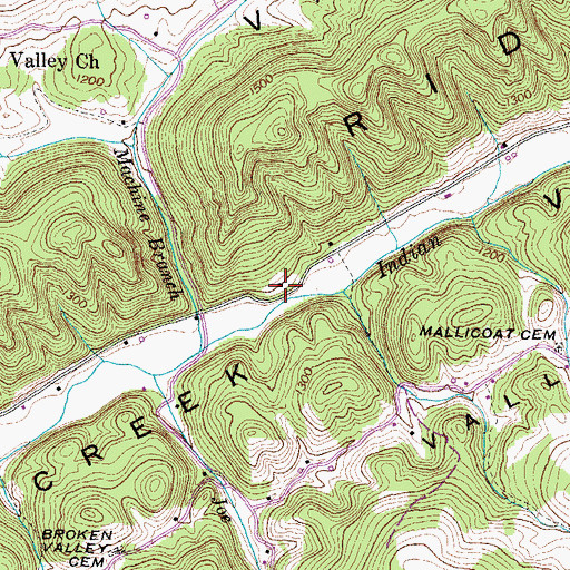 Topographic Map of Indian Creek School (historical), TN