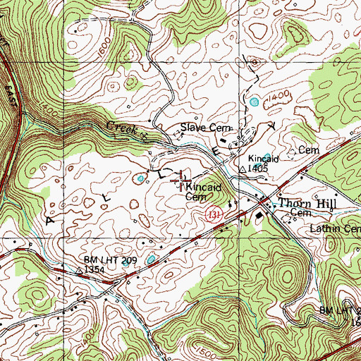 Topographic Map of Kincaid Cemetery, TN