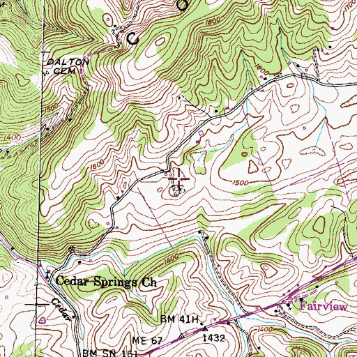 Topographic Map of Leaven Church, TN