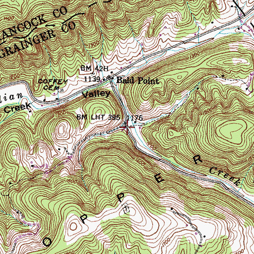 Topographic Map of Liberty Church, TN
