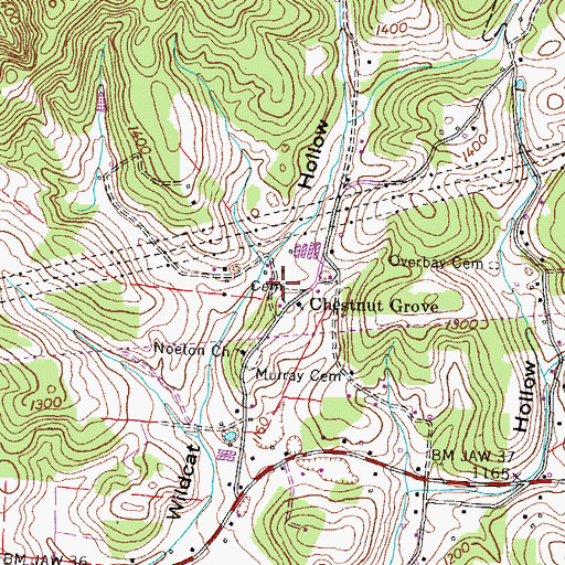 Topographic Map of Lizard Ridge School (historical), TN
