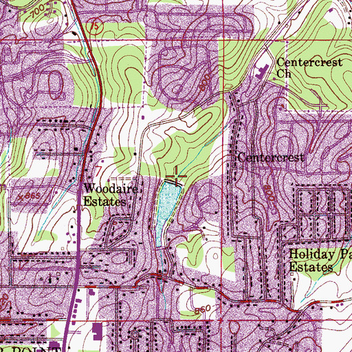 Topographic Map of Center Point Lake Dam, AL