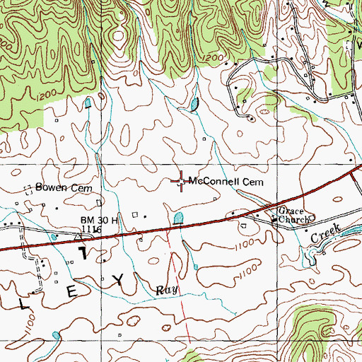 Topographic Map of McConnell Cemetery, TN