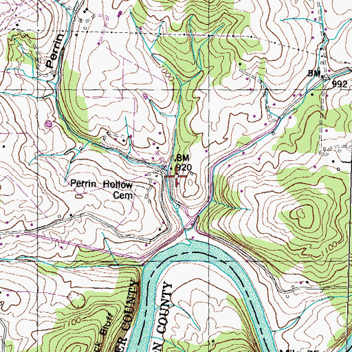 Topographic Map of Perrin Hollow School (historical), TN