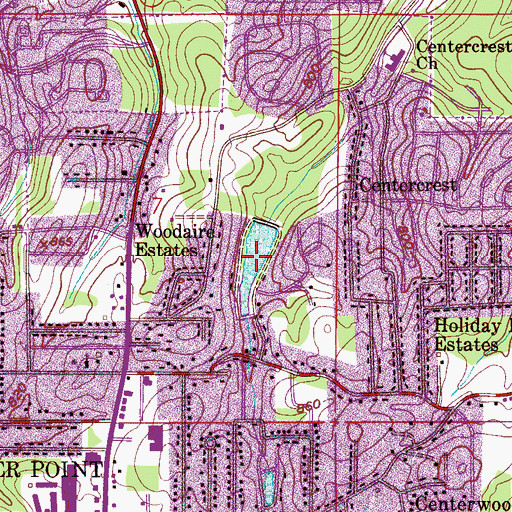Topographic Map of Center Point Lake, AL